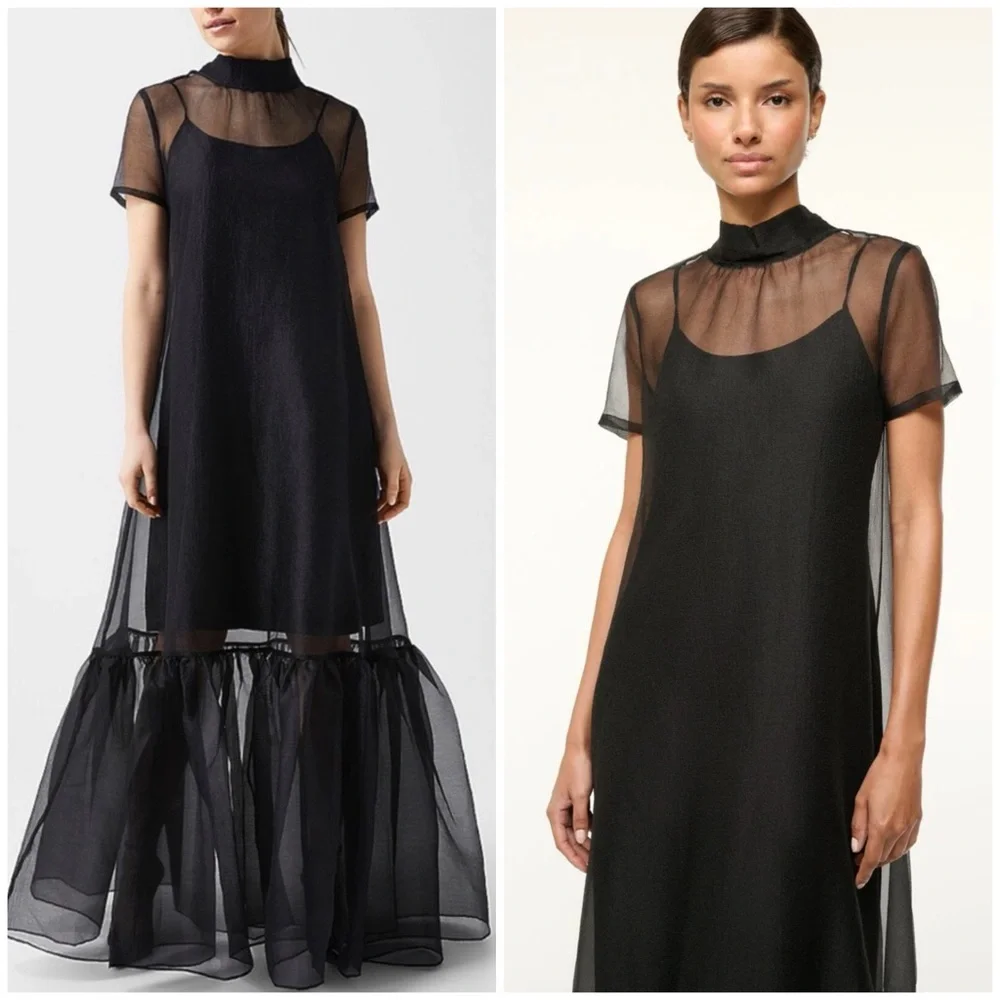 STAUD Calluna Maxi Dress Gown in Black SZ XL - Picture 2 of 11